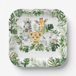 Oerwoud Animal Safari Greenery Neutral Baby shower Papieren Bordje