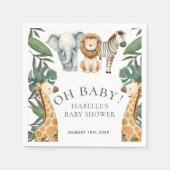 Oerwoud Animal Safari Greenery Neutral Baby shower Servet (Voorkant)