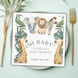 Oerwoud Animal Safari Greenery Neutral Baby shower Servet