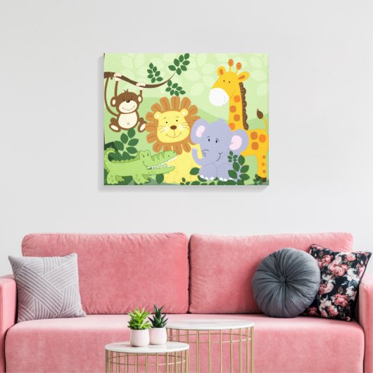 Oerwoud Animal Safari Nursery Art Canvas 16x20 (Insitu (Woonkamer))