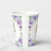 Oerwoud Animal Safari Paars Floral Baby shower Papieren Bekers (Links)