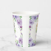Oerwoud Animal Safari Paars Floral Baby shower Papieren Bekers (Rechts)
