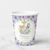 Oerwoud Animal Safari Paars Floral Baby shower Papieren Bekers (Voorkant)