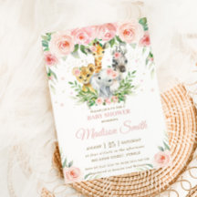 Oerwoud Animal Safari Roze Blush Floral Baby showe