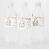 Oerwoud Animal Safari Roze Floral Girl Baby shower Waterfles Etiket (Flessen)