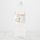 Oerwoud Animal Safari Roze Floral Girl Baby shower Waterfles Etiket (Voorkant)