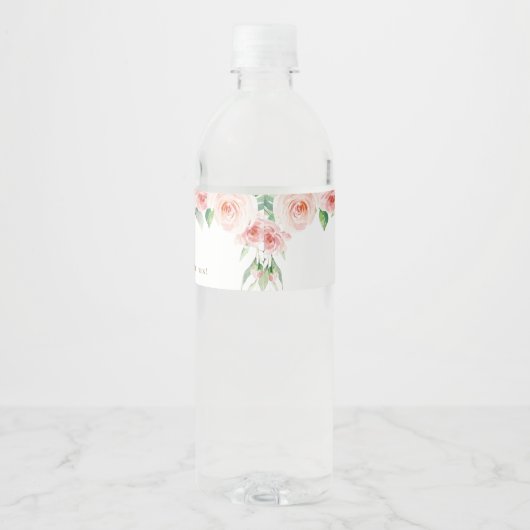 Oerwoud Animal Safari Roze Floral Girl Birthday Waterfles Etiket (Achterkant)