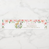 Oerwoud Animal Safari Roze Floral Girl Birthday Waterfles Etiket (Enkel label)