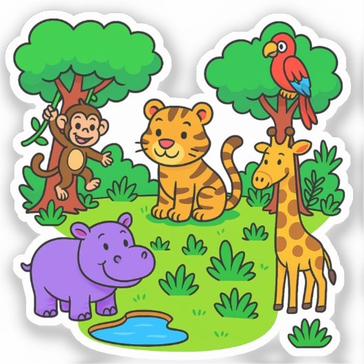 Oerwoud Animal Stickers voor kinderen en leerkrach (Voorkant)