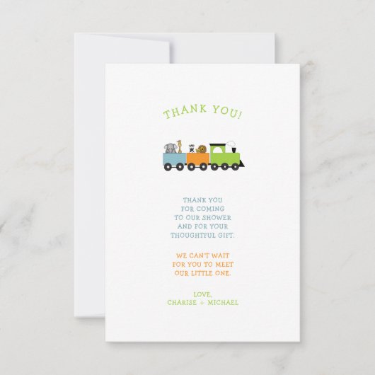 OERWOUD ANIMAL TRAIN baby shower bedankt (Voorkant)