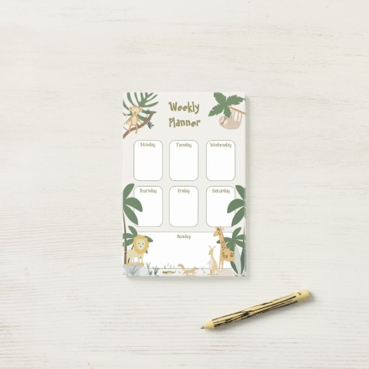 Oerwoud Animal Weekly Planner Post-it® Notes (Op bureau)