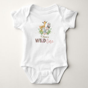 Oerwoud Animal Wild ONE Girl 1st Birthday Outfit B Romper