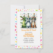 Oerwoud Animal "Young Wild and Three!" 3e Verjaard Kaart (Voorkant)