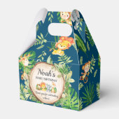 Oerwoud Animals 1e verjaardagsfeestje Dank u Bedankdoosjes (Voorkant Zijde)