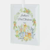 Oerwoud Animals Baby's Eerste Kerstmis Glas Ornament (Voorkant links)