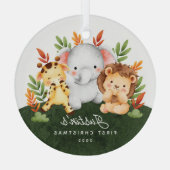 Oerwoud Animals Baby's Eerste Kerstmis Glas Ornament (Achterkant)