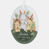Oerwoud Animals Baby's Eerste Kerstmis Glas Ornament (Voorkant links)