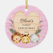 Oerwoud Animals Baby's Eerste Kerstmis Keramisch Ornament (Voorkant)