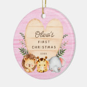 Oerwoud Animals Baby's Eerste Kerstmis Keramisch Ornament (Links)