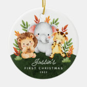 Oerwoud Animals Baby's Eerste Kerstmis Keramisch Ornament (Voorkant)