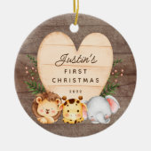 Oerwoud Animals Baby's Eerste Kerstmis Keramisch Ornament (Voorkant)