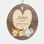 Oerwoud Animals Baby's Eerste Kerstmis Keramisch Ornament (Links)
