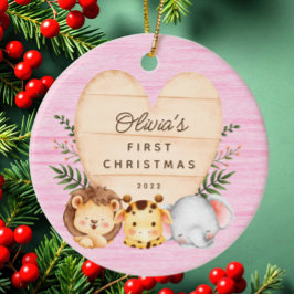 Oerwoud Animals Baby's Eerste Kerstmis Keramisch Ornament