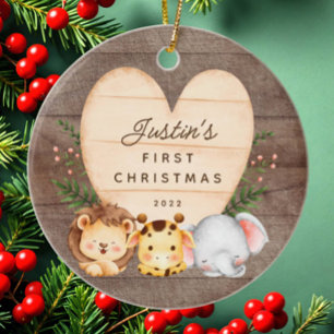 Oerwoud Animals Baby's Eerste Kerstmis Keramisch Ornament