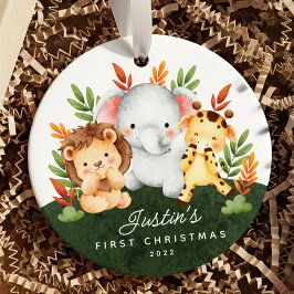 Oerwoud Animals Baby's Eerste Kerstmis Keramisch Ornament