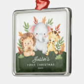 Oerwoud Animals Baby's Eerste Kerstmis Metalen Ornament (Links)