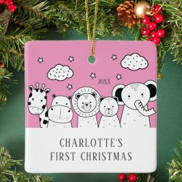 Oerwoud Animals Baby's eerste kerstsieraad Keramisch Ornament