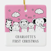 Oerwoud Animals Baby's eerste kerstsieraad Keramisch Ornament (Voorkant)