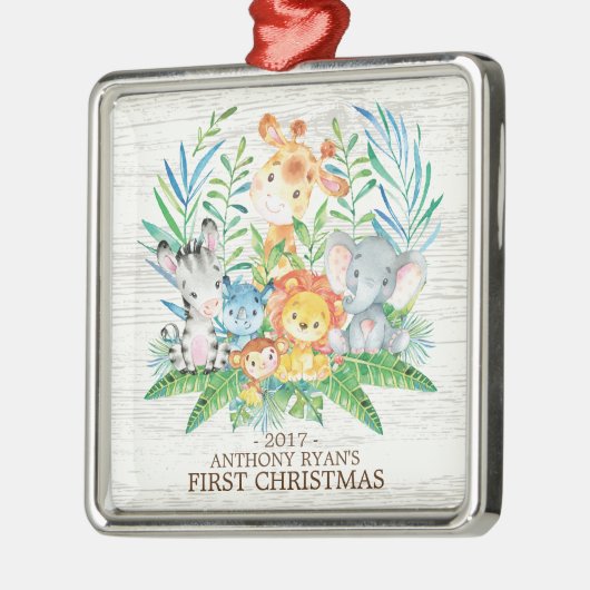Oerwoud Animals Baby's eerste kerstsieraad Metalen Ornament (Links)