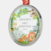 Oerwoud Animals Baby's eerste kerstsieraad Metalen Ornament (Links)