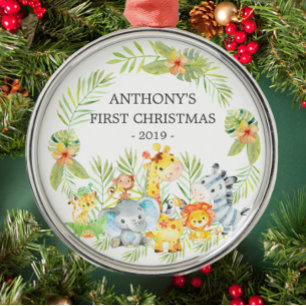 Oerwoud Animals Baby's eerste kerstsieraad Metalen Ornament