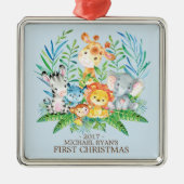 Oerwoud Animals Baby's eerste kerstsieraad Metalen Ornament (Voorkant)