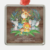 Oerwoud Animals Baby's eerste kerstsieraad Metalen Ornament (Voorkant)