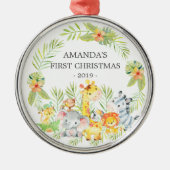 Oerwoud Animals Baby's eerste kerstsieraad Metalen Ornament (Voorkant)