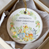 Oerwoud Animals Baby's Foto kerstversiering Keramisch Ornament