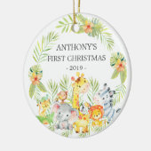 Oerwoud Animals Baby's Foto kerstversiering Keramisch Ornament (Links)