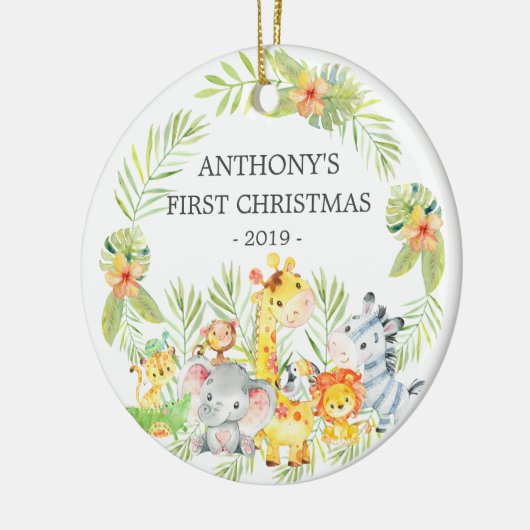 Oerwoud Animals Baby's Foto kerstversiering Keramisch Ornament (Links)