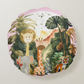 Oerwoud Animals Exotic Safari Dream Rond Kussen (Achterkant)