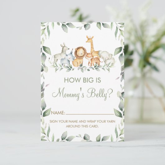 Oerwoud Animals Hoe groot is mama's buik spel Kaar Kaart (Staand voorkant)