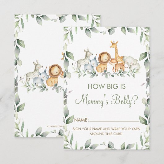 Oerwoud Animals Hoe groot is mama's buik spel Kaar Kaart (Voorkant / Achterkant)