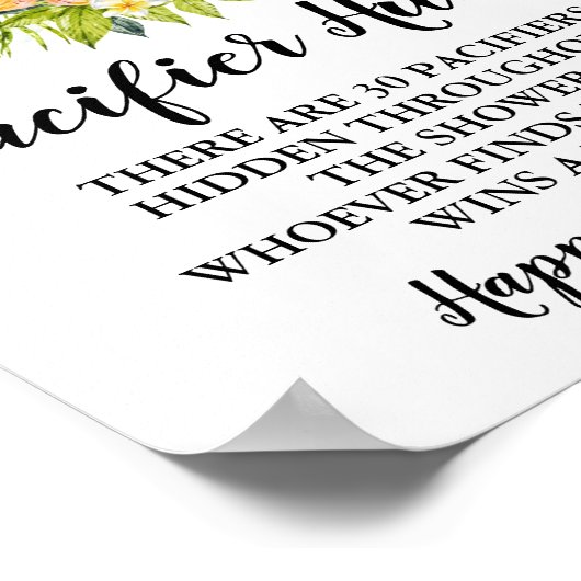 Oerwoud Animals Pacifier jaagspelbord Baby shower Poster (Hoek)