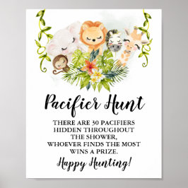 Oerwoud Animals Pacifier jaagspelbord Baby shower Poster