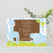 Oerwoud Animals Safari Baby shower Invitation Kaart (Staand voorkant)