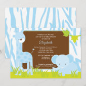 Oerwoud Animals Safari Baby shower Invitation Kaart (Voorkant / Achterkant)