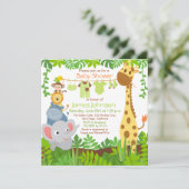 Oerwoud Animals Safari Baby shower Invitation Kaart (Staand voorkant)