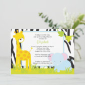 Oerwoud Animals Safari Baby shower Invitation Kaart (Staand voorkant)
